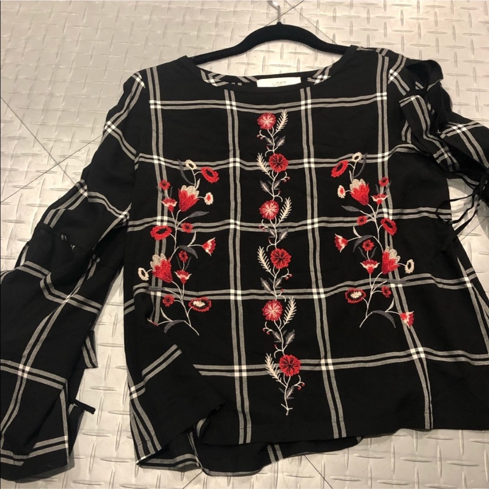 LOFT - Black & White Floral Blouse